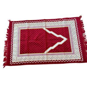NEW Islamic Prayer Rug Mat 27"x42" Burgundy Cream Gold Made in Turkey